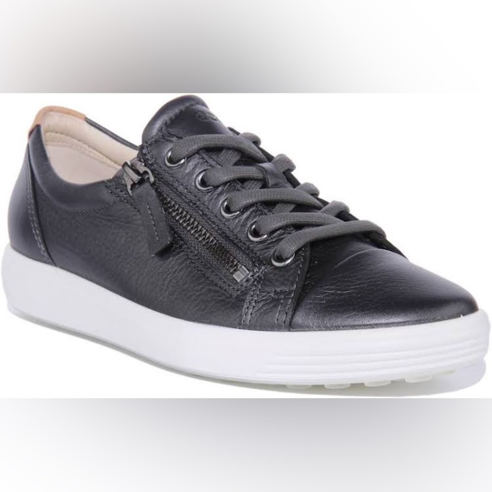 Ecco Soft 7 Sneakers with Side Zip, Gray, Sz 8
